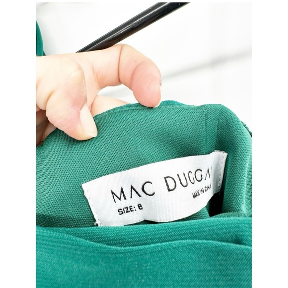 Mac Duggal 12231 Emerald Green Beaded Cuff Drop Shoulder Faux Wrap Gown 8 - Picture 4 of 5